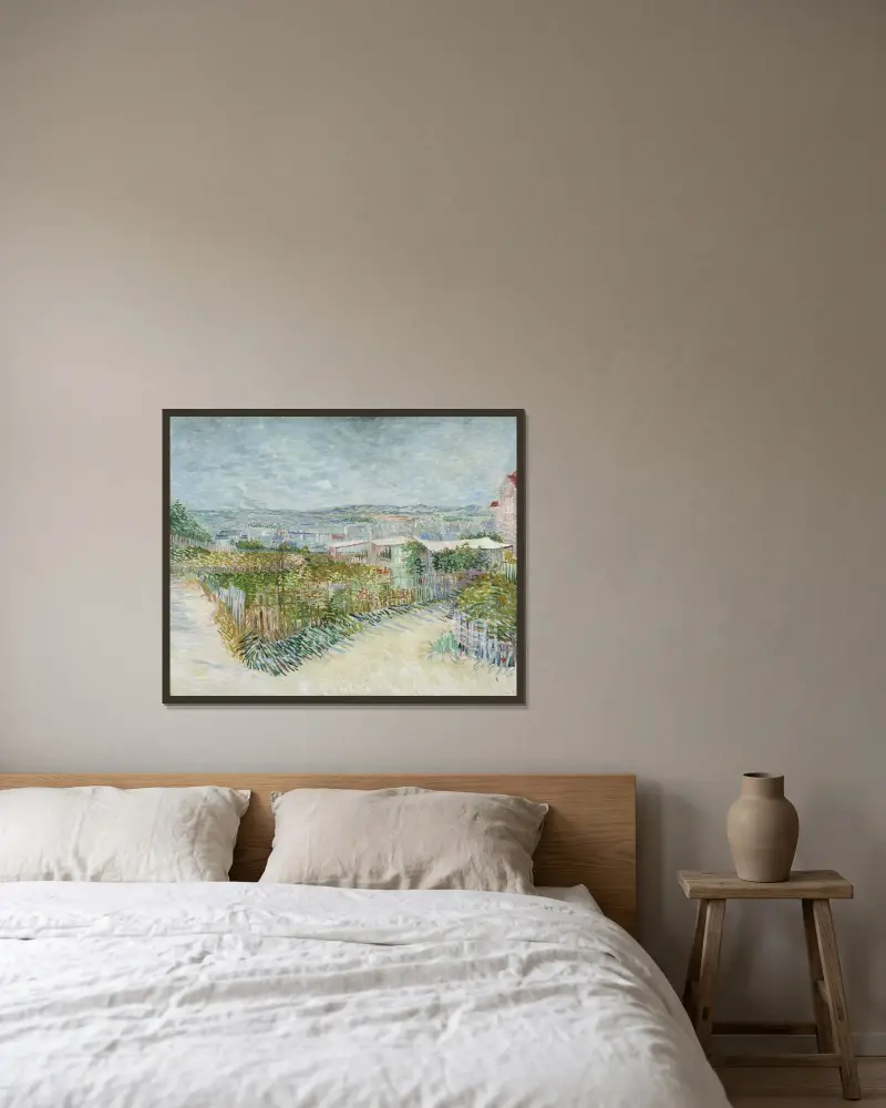 Montmartre; hinter dem Moulin de la Galette von Vincent van Gogh gerahmt an einer Wand