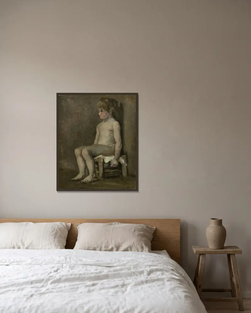 Nude Girl, Seated av Vincent van Gogh inramad på en vägg