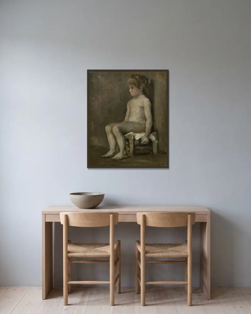 Nude Girl, Seated av Vincent van Gogh inramad på en vägg