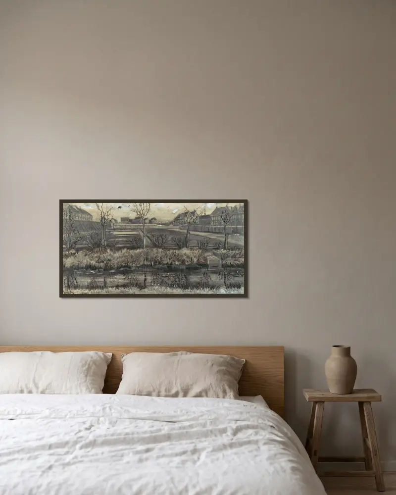 Kinderzimmer am Schenkweg von Vincent van Gogh gerahmt an einer Wand