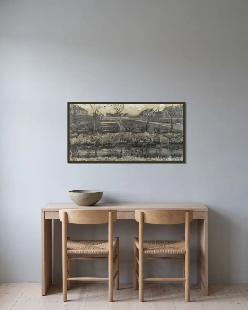 Kinderzimmer am Schenkweg von Vincent van Gogh gerahmt an einer Wand