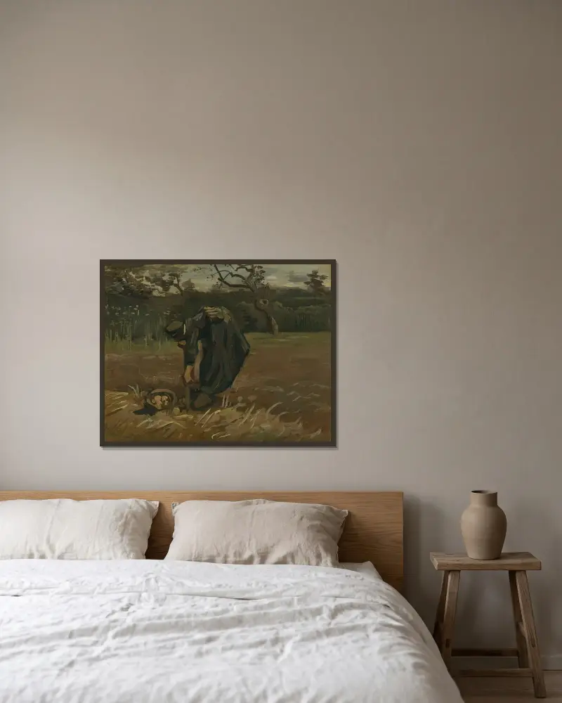 Rolníkovo kopání brambor, Vincent van Gogh v rámu na stěně
