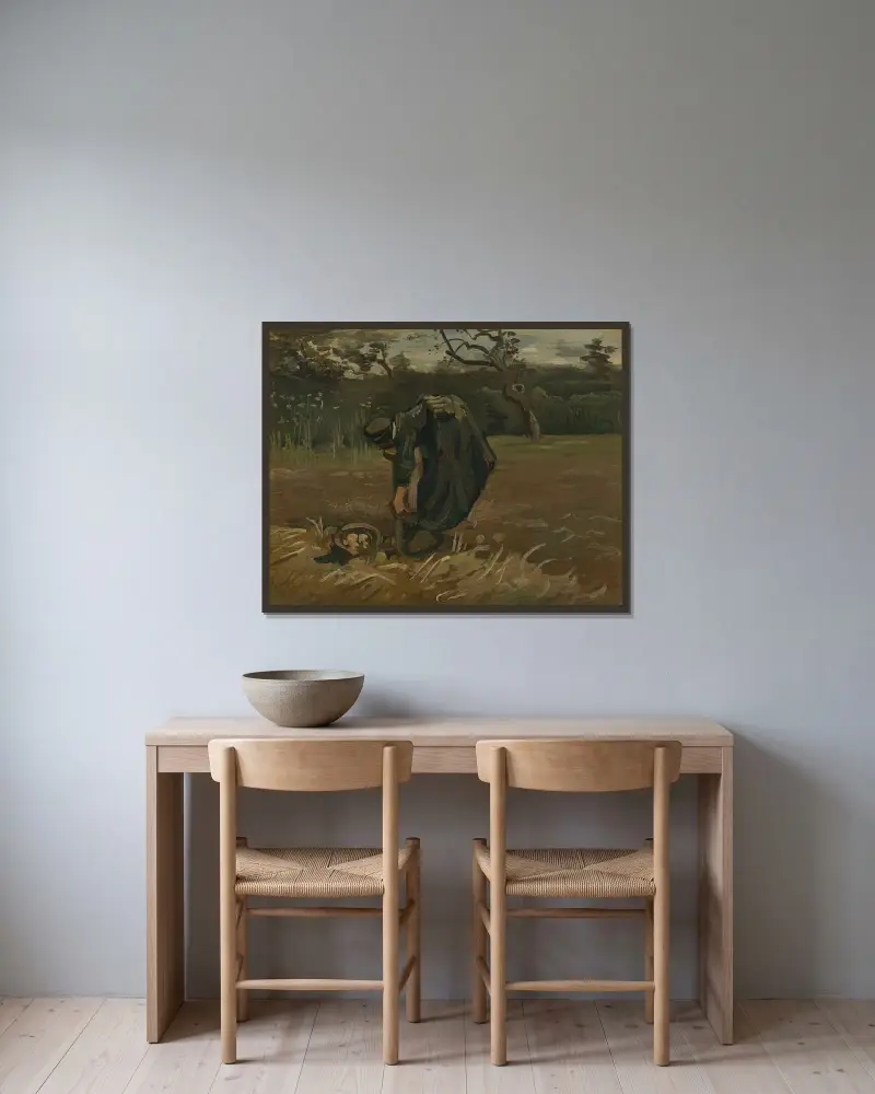 Rolníkovo kopání brambor, Vincent van Gogh v rámu na stěně