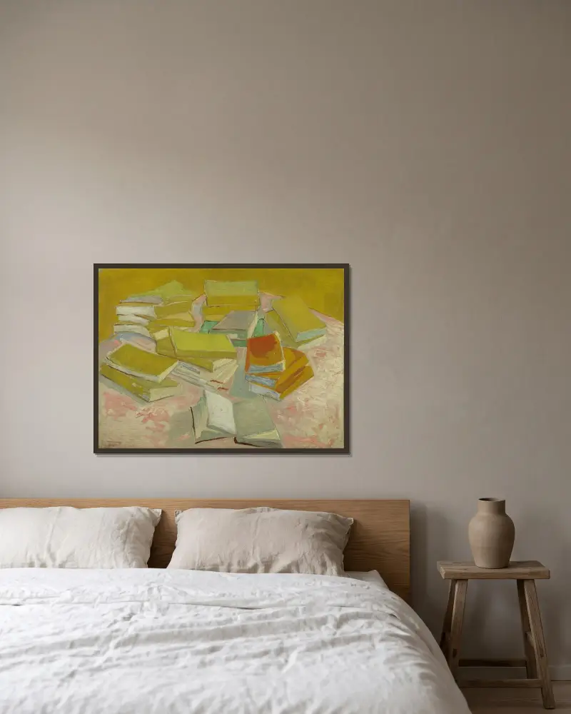 Piles of French novels av Vincent van Gogh inramad på en vägg