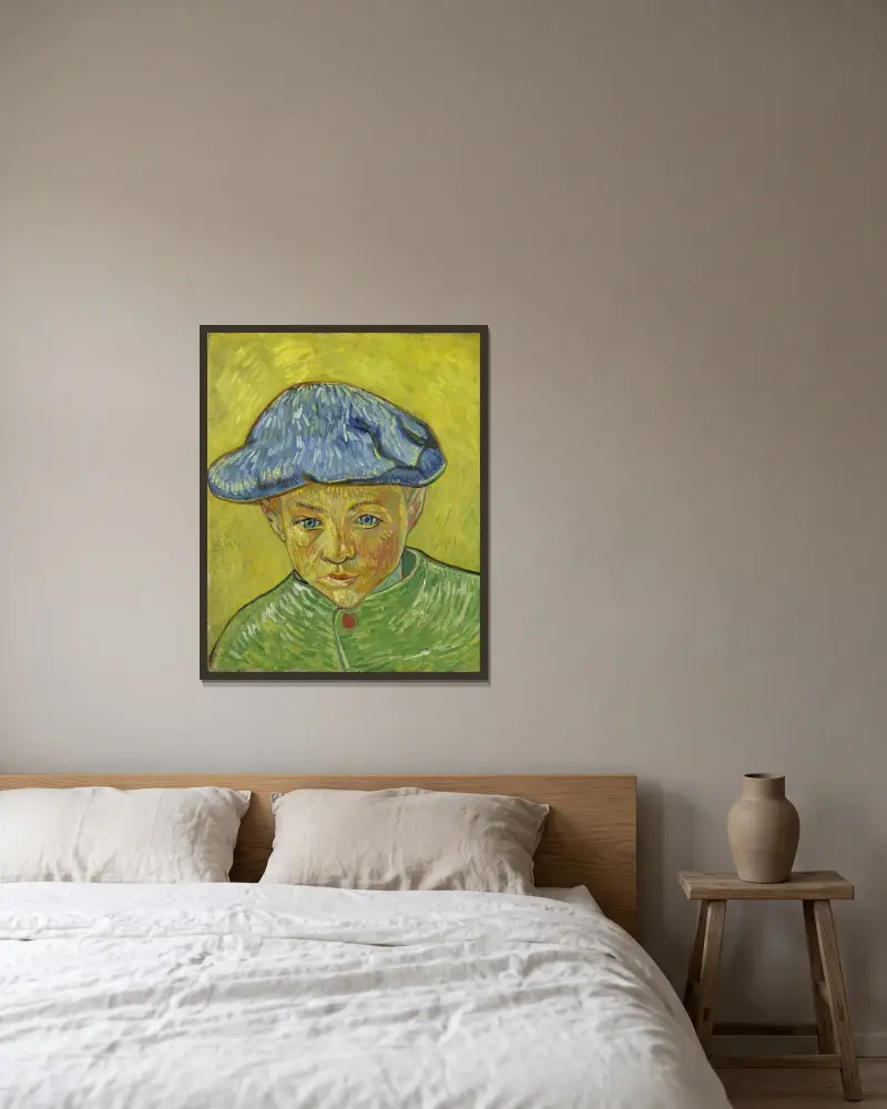 Portrait of Camille Roulin av Vincent van Gogh inramad på en vägg