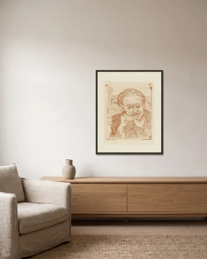 Bildnis des Dr. Gachet, 1890 – Nr. 1 von Vincent van Gogh gerahmt an einer Wand