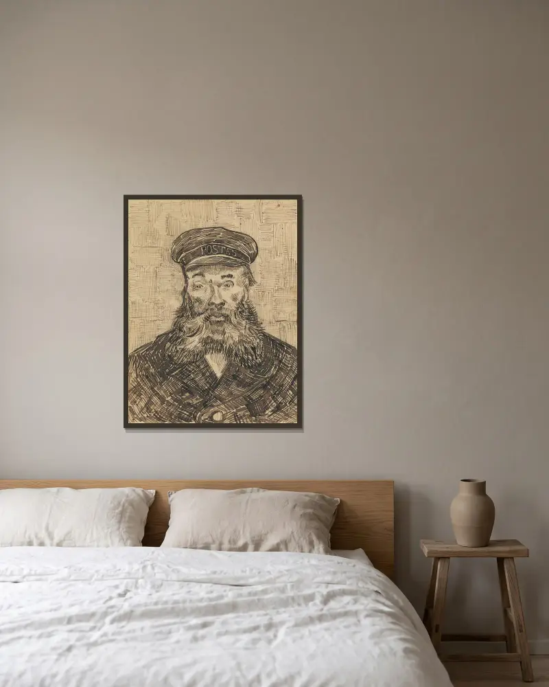 Portrét Josepha Roulina, 1888, Vincent van Gogh v rámu na stěně