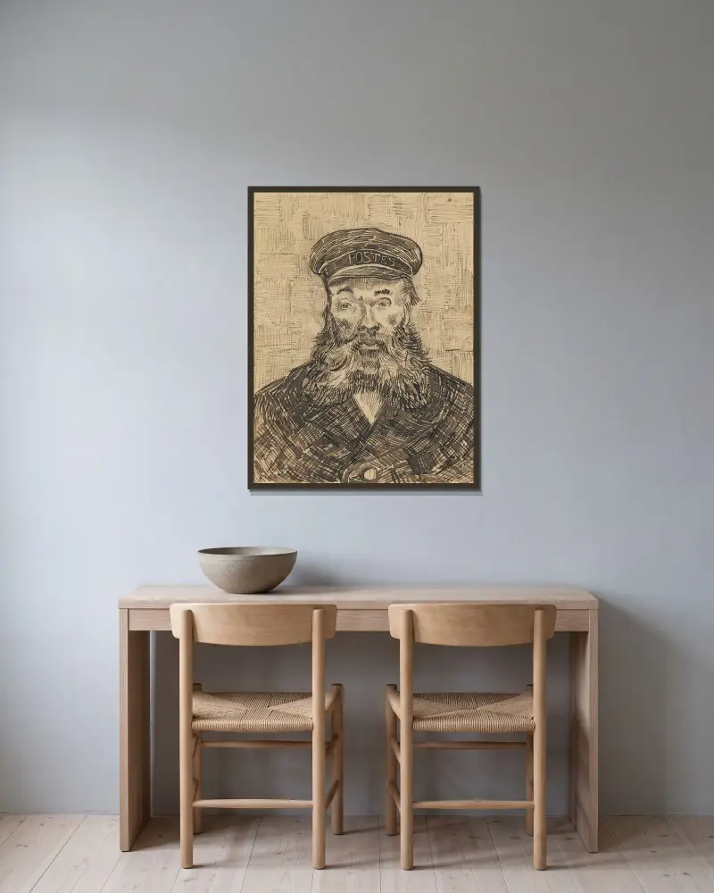 Portrét Josepha Roulina, 1888, Vincent van Gogh v rámu na stěně