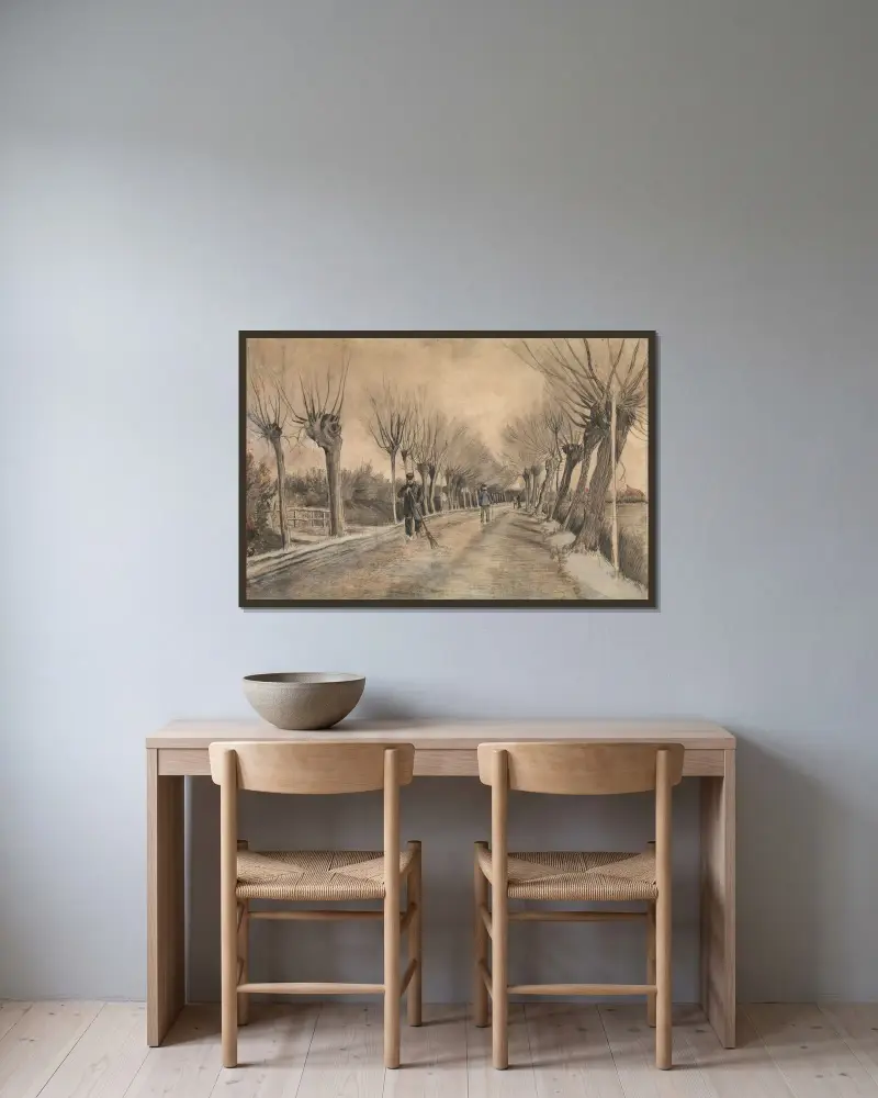 Road in Etten av Vincent van Gogh inramad på en vägg