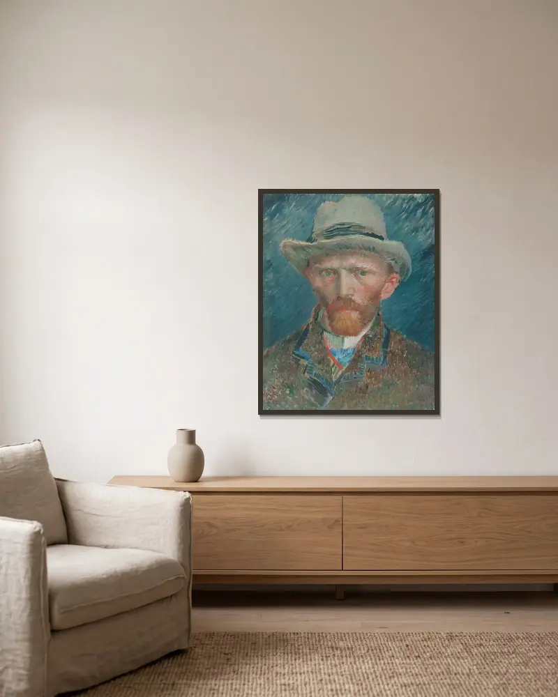 Self-portrait, 1887 – nr 2 av Vincent van Gogh inramad på en vägg