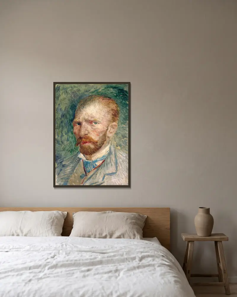 Selbstbildnis – Nr. 1 von Vincent van Gogh gerahmt an einer Wand