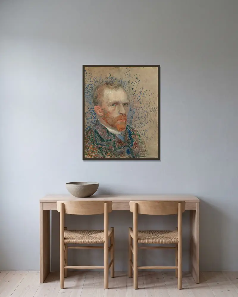 Self-portrait, 1887 – nr 4 av Vincent van Gogh inramad på en vägg