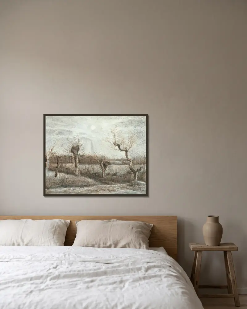 Kopfweiden (Tetards) von Vincent van Gogh gerahmt an einer Wand