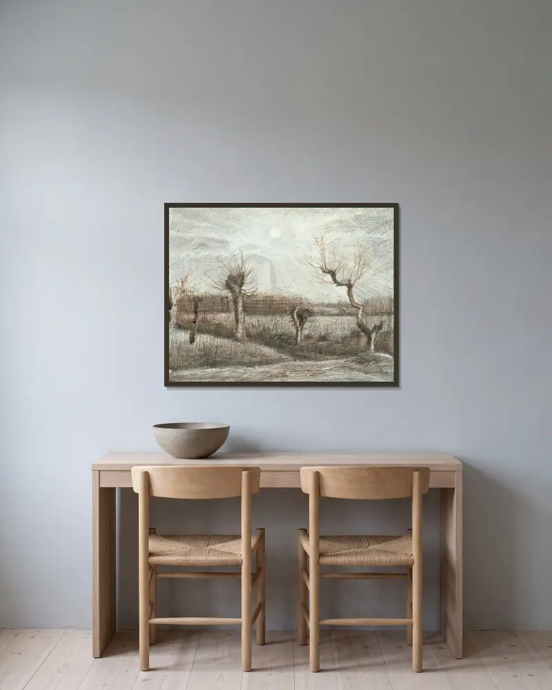 Kopfweiden (Tetards) von Vincent van Gogh gerahmt an einer Wand