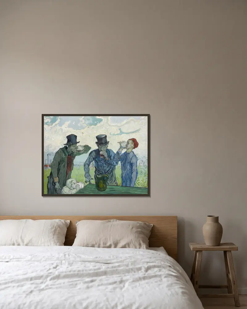 The Drinkers av Vincent van Gogh inramad på en vägg