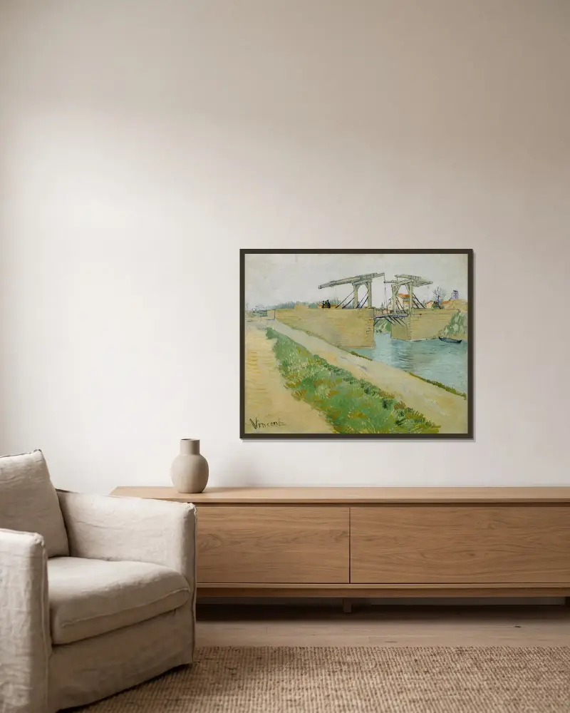 The Langlois bridge, 1888 – nr 2 av Vincent van Gogh inramad på en vägg