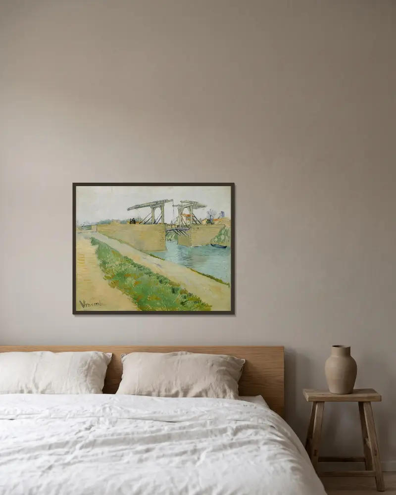 The Langlois bridge, 1888 – nr 2 av Vincent van Gogh inramad på en vägg