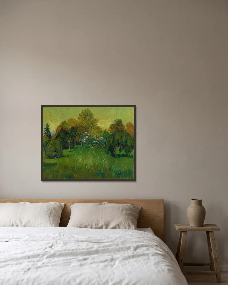 The Poet’s Garden av Vincent van Gogh inramad på en vägg