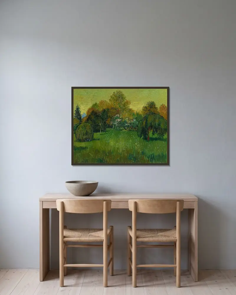 The Poet’s Garden av Vincent van Gogh inramad på en vägg