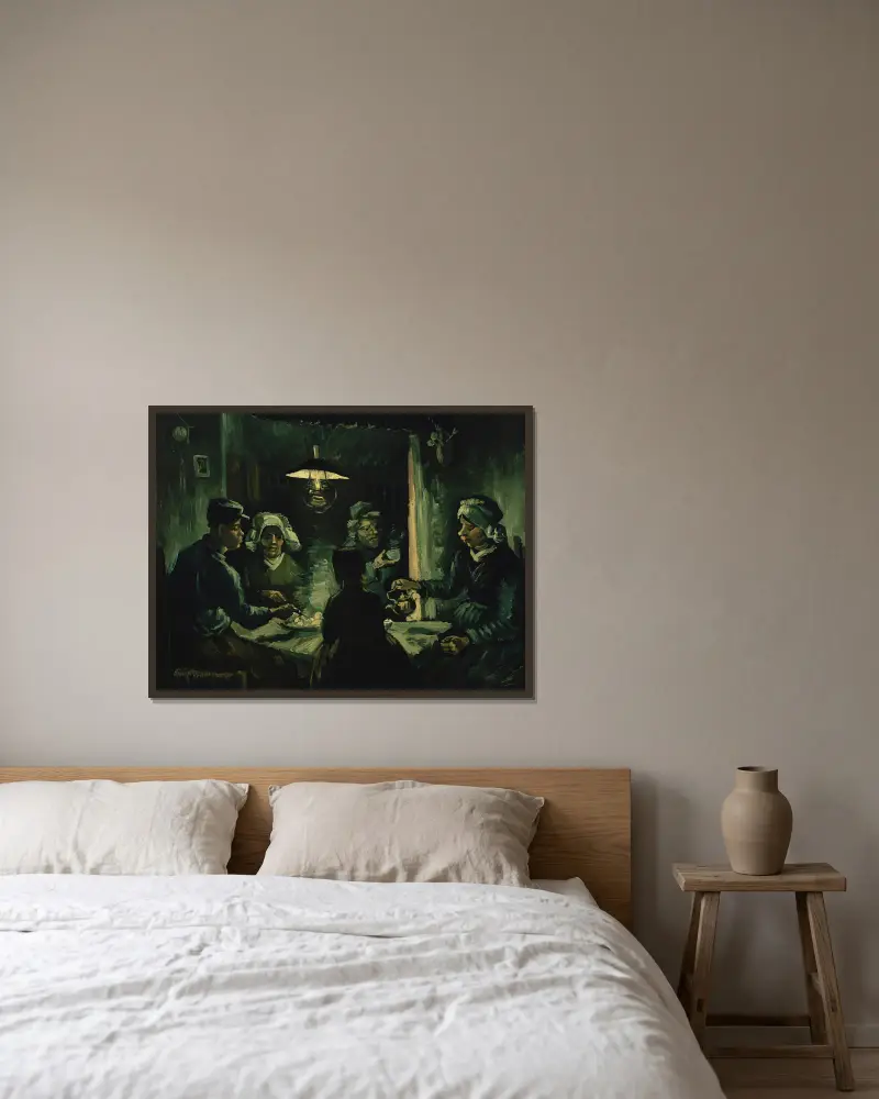 Potatisätarna av Vincent van Gogh inramad på en vägg