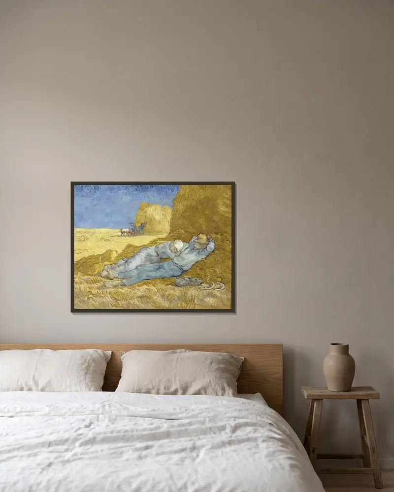 Polední odpočinek (podle Milleta), Vincent van Gogh v rámu na stěně