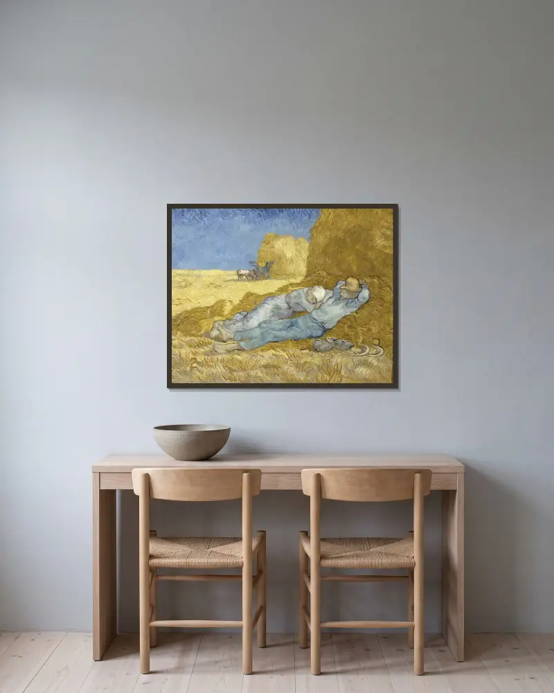 Polední odpočinek (podle Milleta), Vincent van Gogh v rámu na stěně