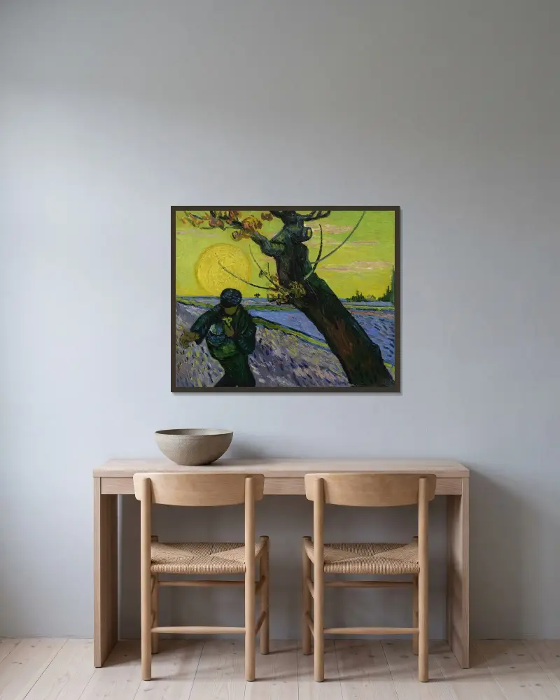 The Sower av Vincent van Gogh inramad på en vägg