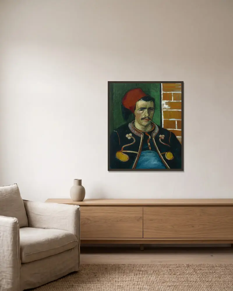 The Zouave – nr 1 av Vincent van Gogh inramad på en vägg