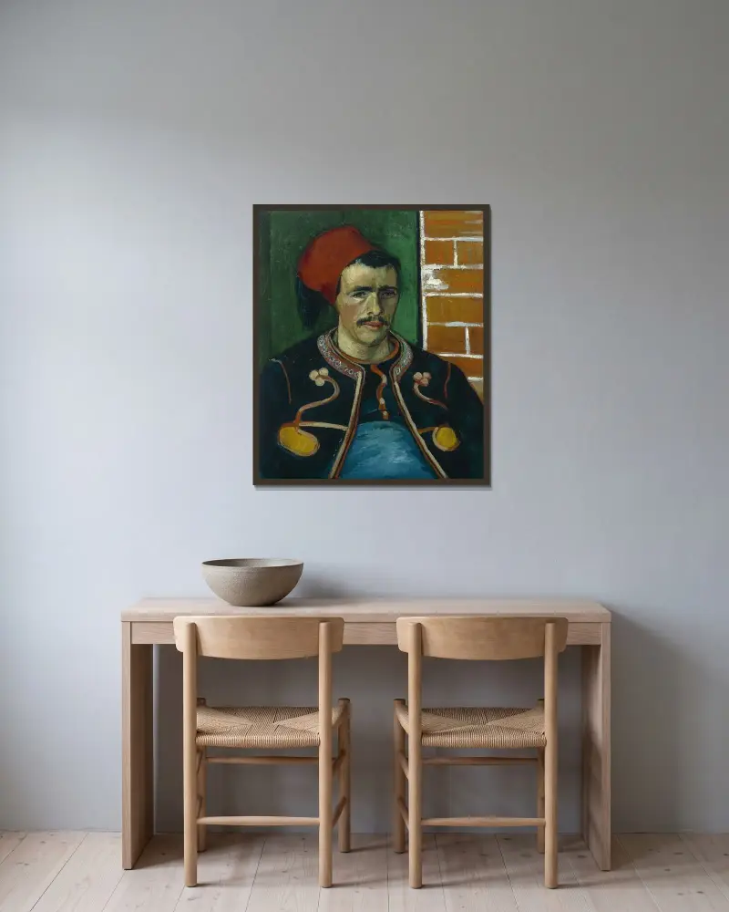 The Zouave – nr 1 av Vincent van Gogh inramad på en vägg