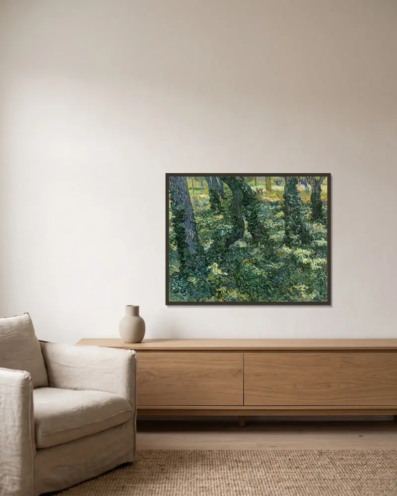 Unterholz von Vincent van Gogh gerahmt an einer Wand