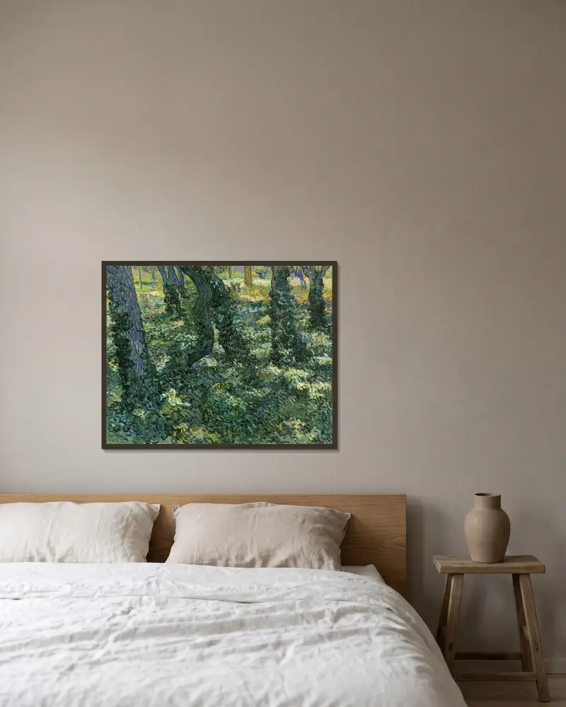 Unterholz von Vincent van Gogh gerahmt an einer Wand