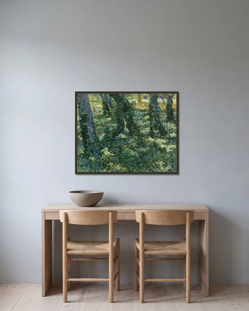 Unterholz von Vincent van Gogh gerahmt an einer Wand