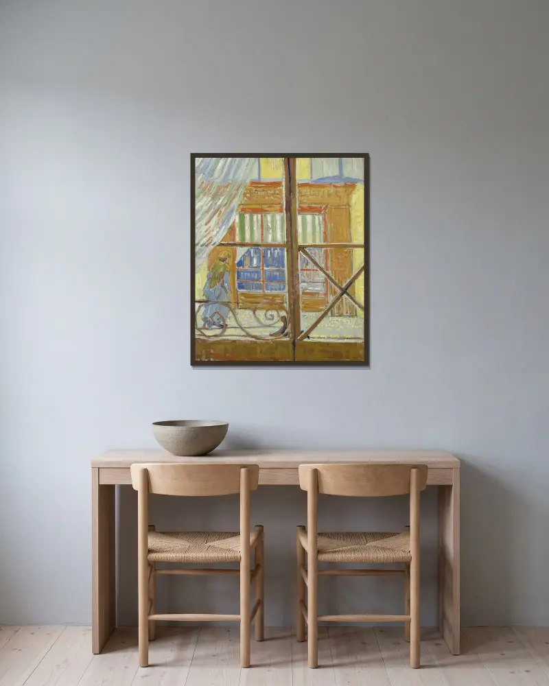 Utsikt över en slaktarbutik av Vincent van Gogh inramad på en vägg