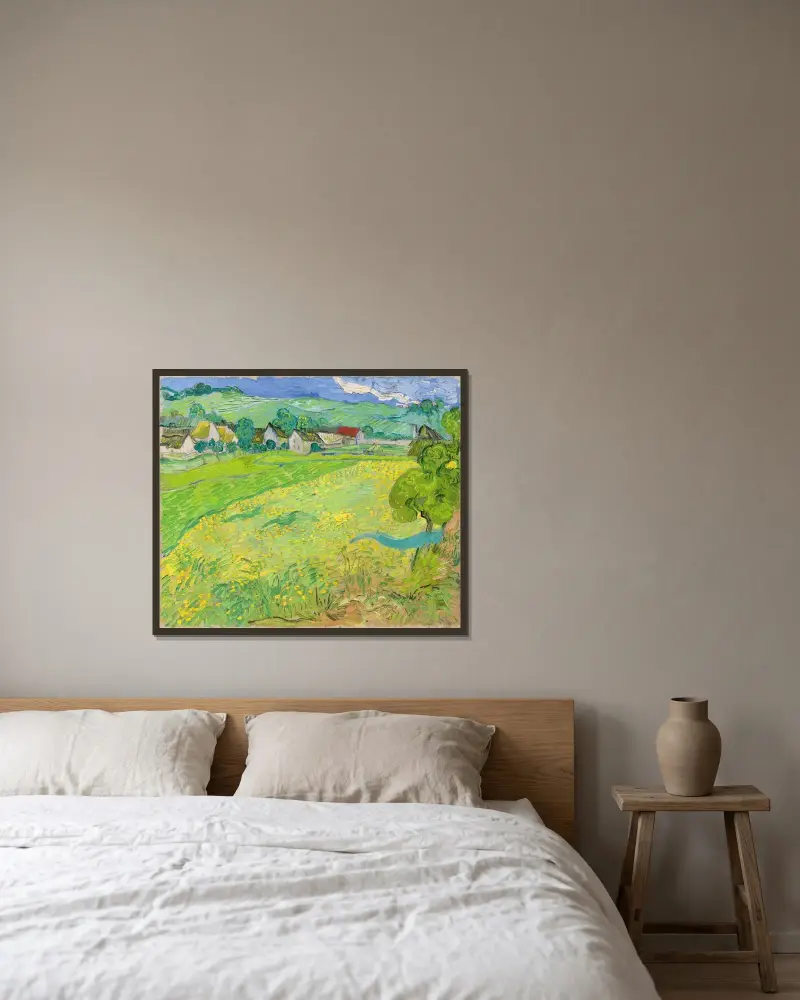 Blick auf Vessenots bei Auvers von Vincent van Gogh gerahmt an einer Wand