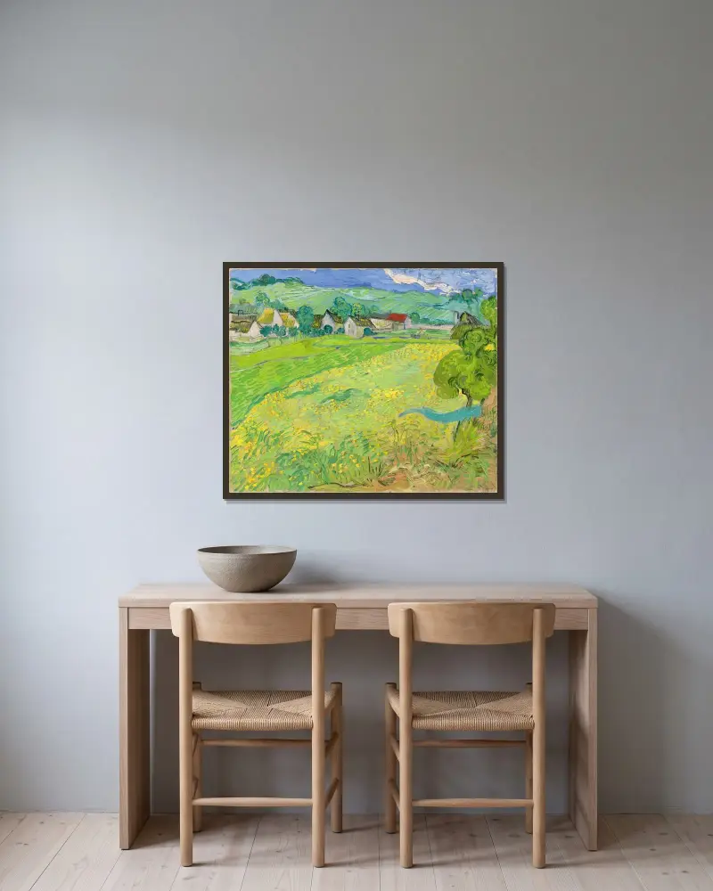Blick auf Vessenots bei Auvers von Vincent van Gogh gerahmt an einer Wand