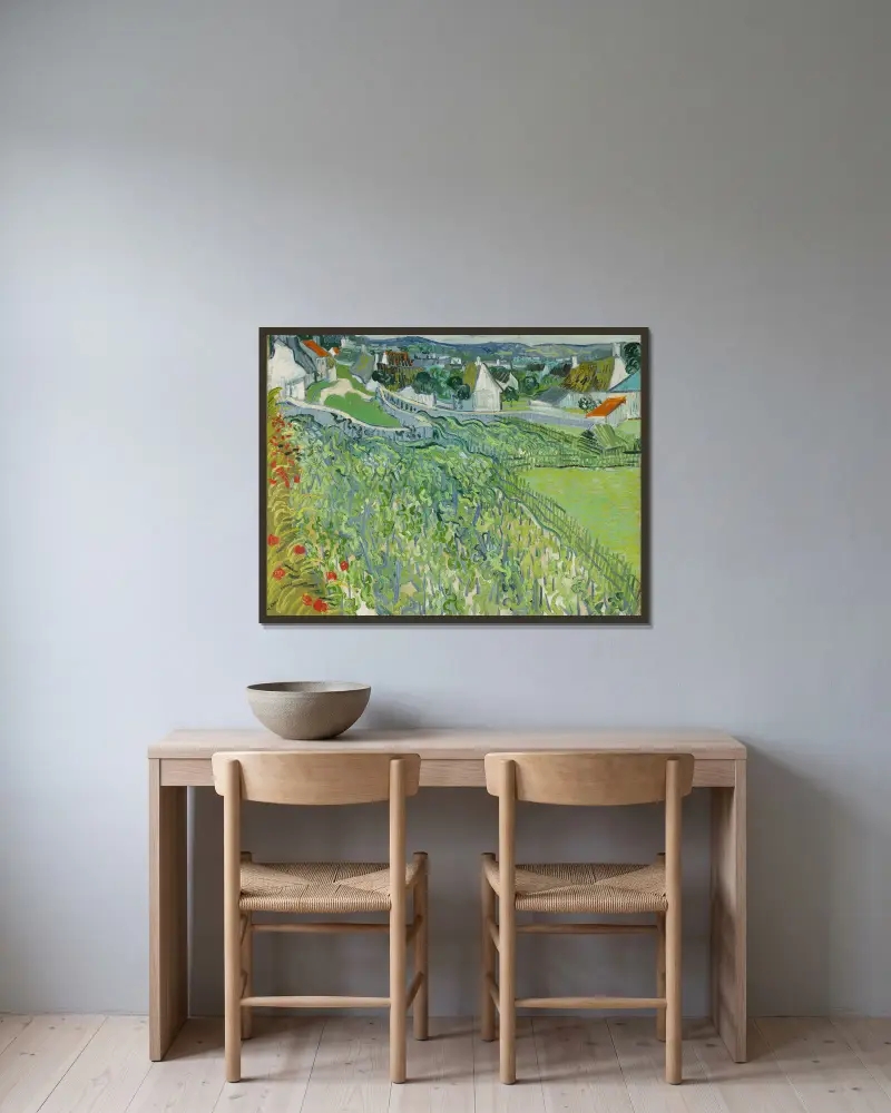 Weinberge in Auvers von Vincent van Gogh gerahmt an einer Wand