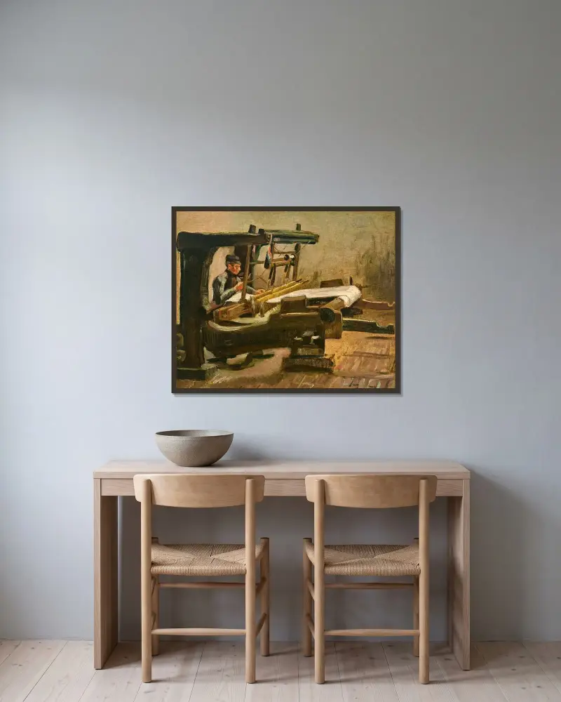 Vävare vänd åt höger av Vincent van Gogh inramad på en vägg