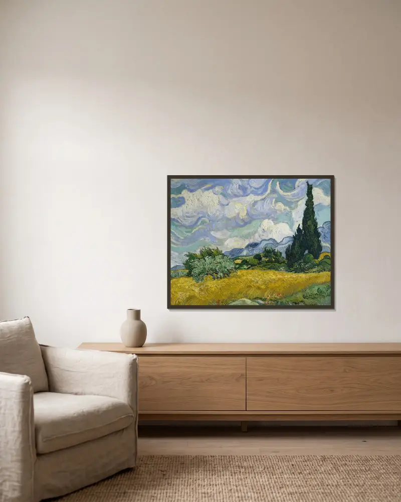 Wheat Field with Cypresses av Vincent van Gogh inramad på en vägg