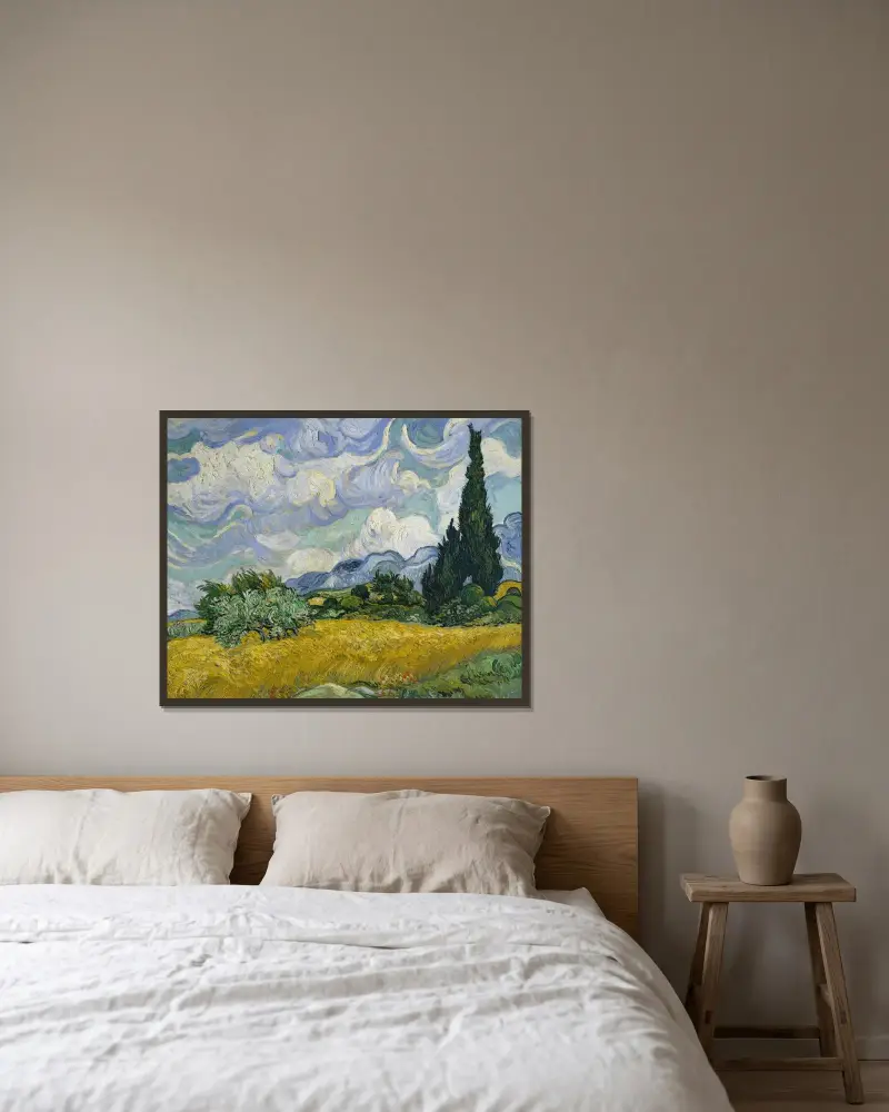 Wheat Field with Cypresses av Vincent van Gogh inramad på en vägg
