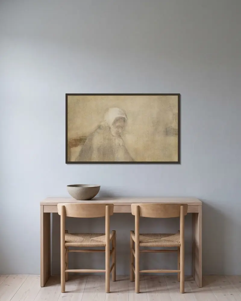 Woman from Scheveningen av Vincent van Gogh inramad på en vägg