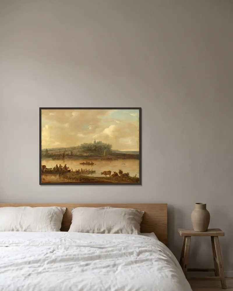 Vy över Rhen och Elterberg av Jan van Goyen inramad på en vägg