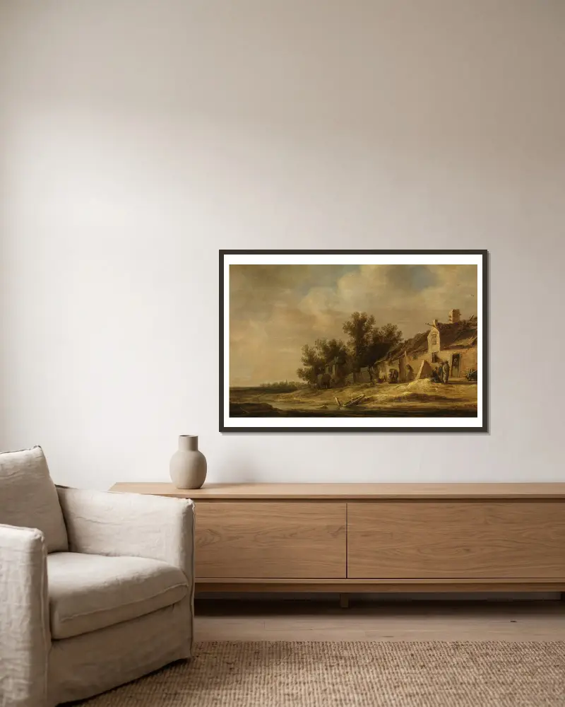 Landschaft, 1631 von Jan van Goyen gerahmt an einer Wand
