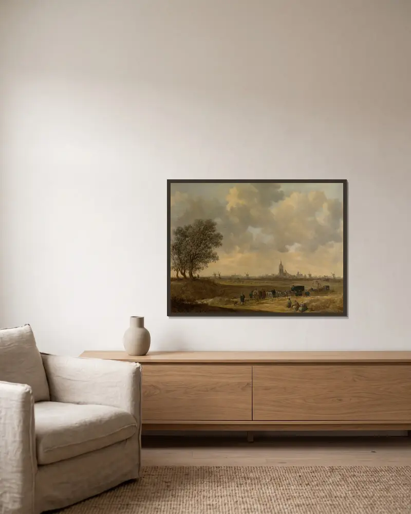 Landschaft, 1644 von Jan van Goyen gerahmt an einer Wand