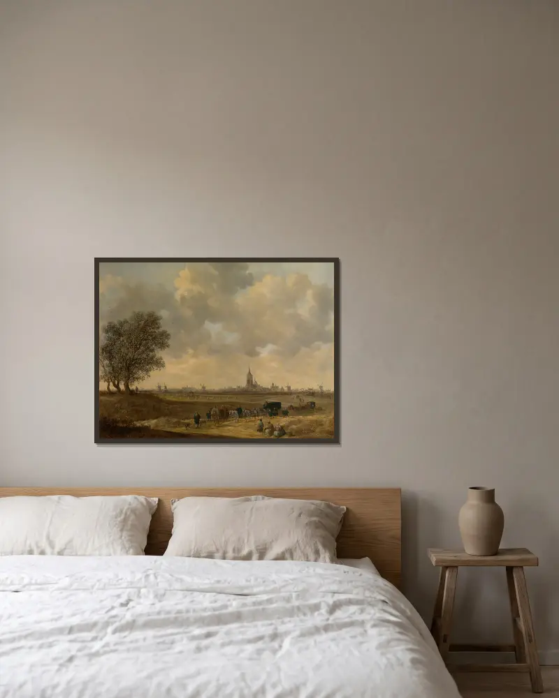 Landschaft, 1644 von Jan van Goyen gerahmt an einer Wand