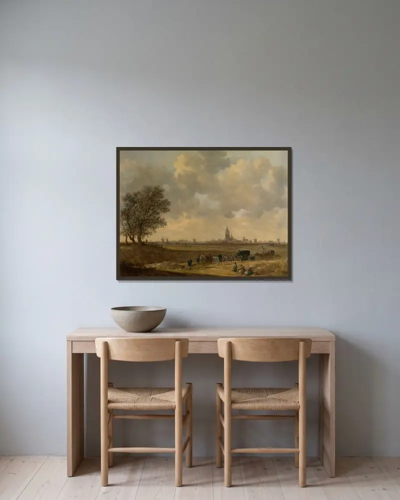 Landschaft, 1644 von Jan van Goyen gerahmt an einer Wand