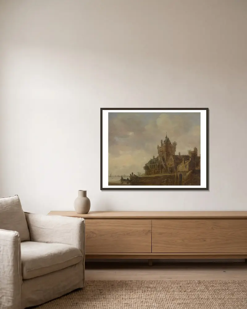Old Castle Gate in Nijmegen av Jan van Goyen inramad på en vägg