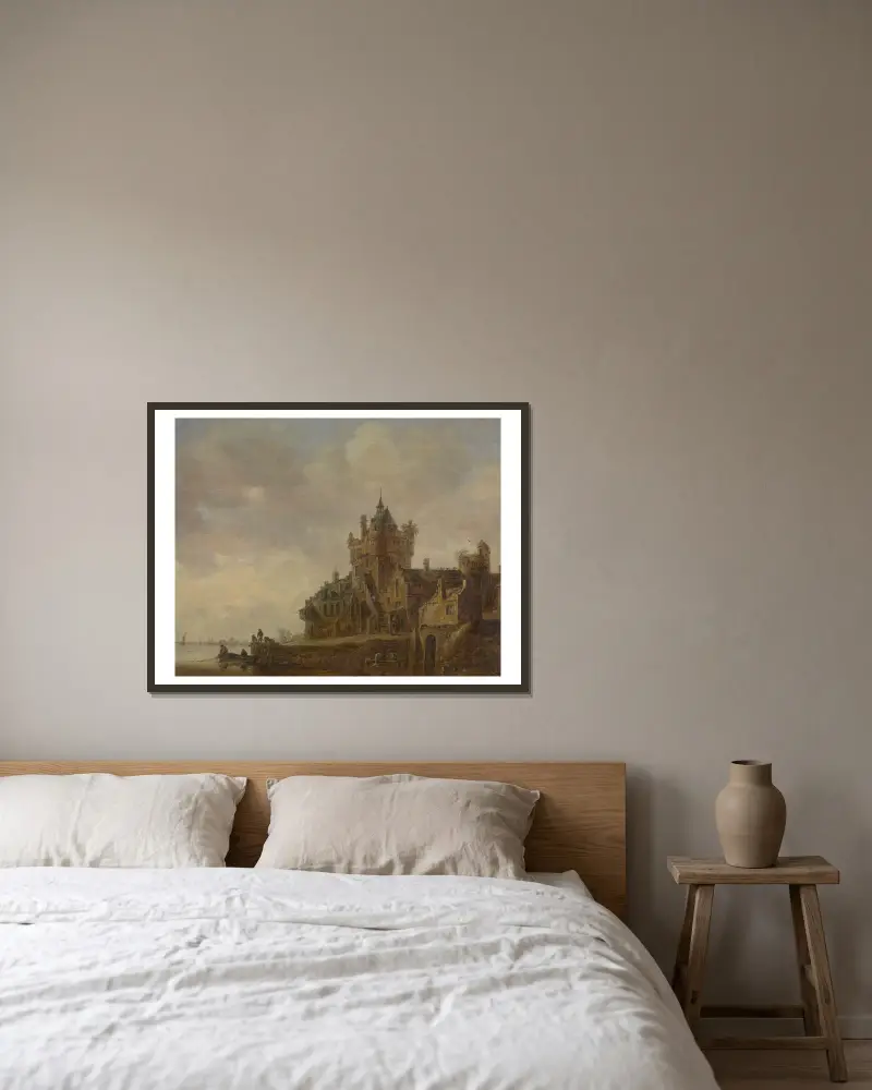 Old Castle Gate in Nijmegen av Jan van Goyen inramad på en vägg