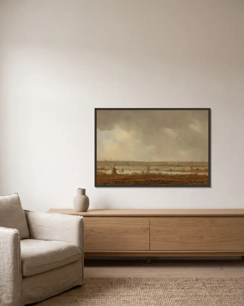 Polderlandschaft von Jan van Goyen gerahmt an einer Wand
