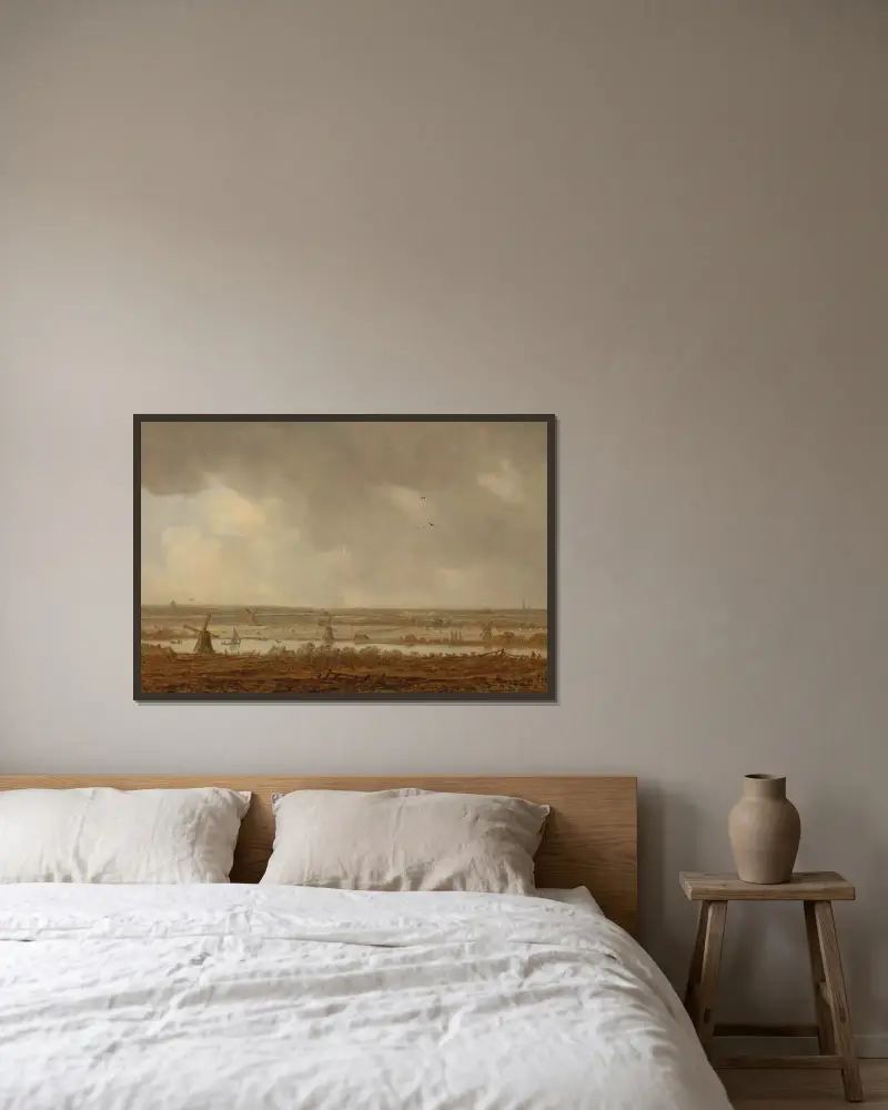 Polderlandschaft von Jan van Goyen gerahmt an einer Wand