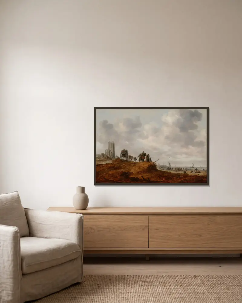 Die alte Kirche in Egmond aan Zee von Jan van Goyen gerahmt an einer Wand